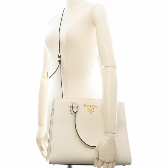 Prada Women's Saffiano Leather Shoulder Bag 1BA227 White - Picture 10 of 16